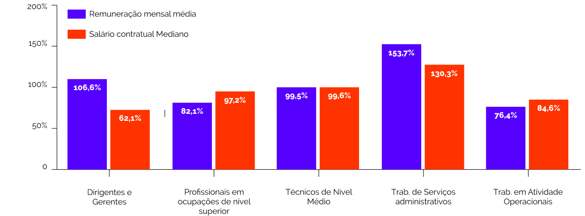 Gráfico de composição do total de empregados por sexo e raça/cor